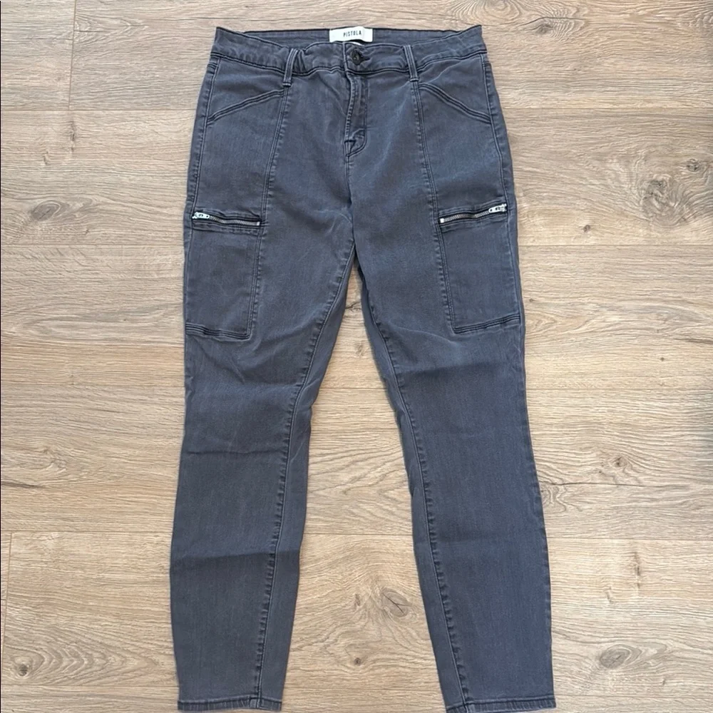 Women's Pistola Gray Skinny Cargo Jeans - Picture 1 of 5